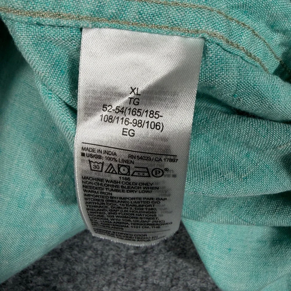 Banana Republic SS Linen Shirt Mens XL Teal Aqua 100% Linen Coastal EUC